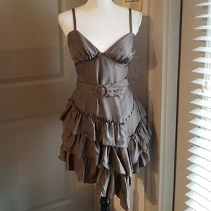 Taupe brown small bebe asymmetric dress